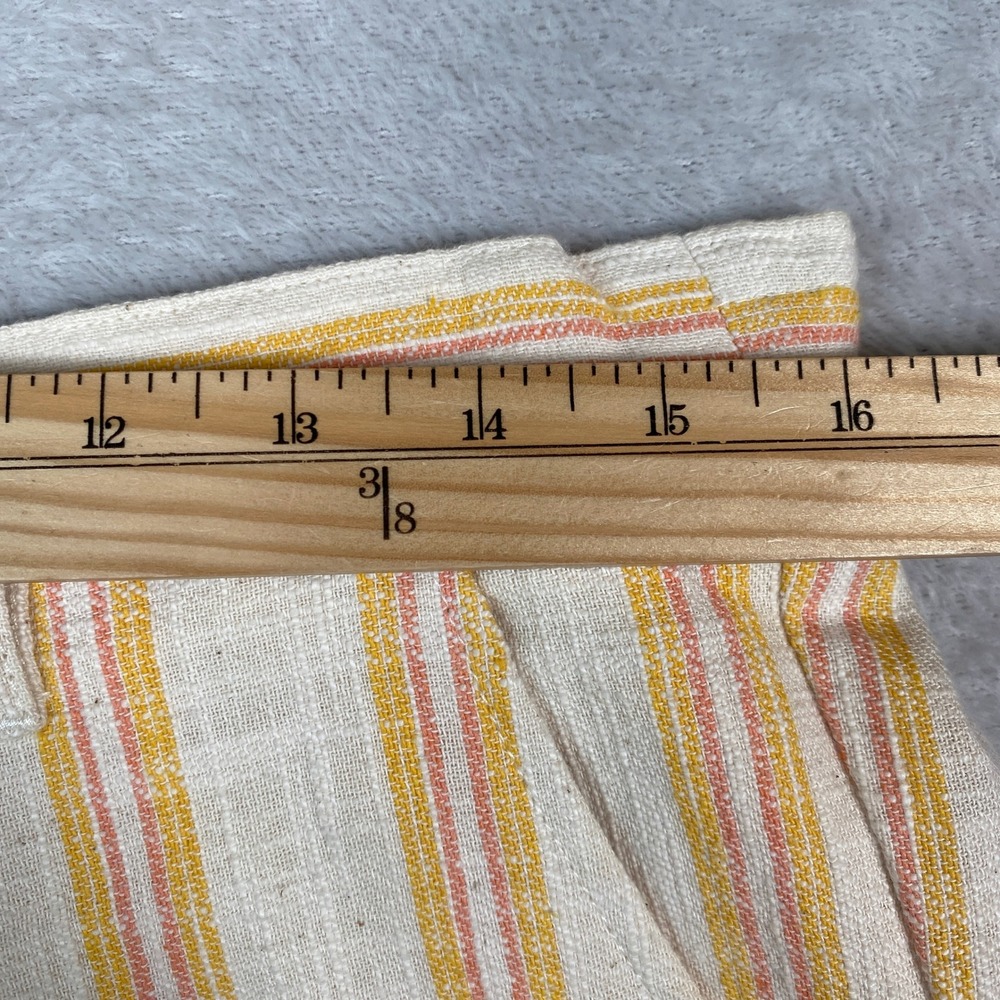 Zara Mens Textured Striped Shorts M Cream Orange Nautical Moroccan Coastal Beach - Picture 6 of 10